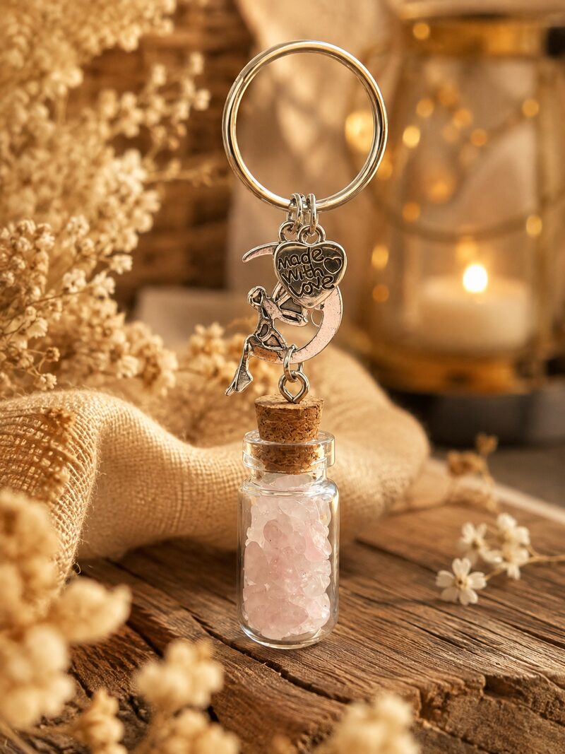 Porte-clé Quartz Rose lithothérapie, La Clé De Salomon