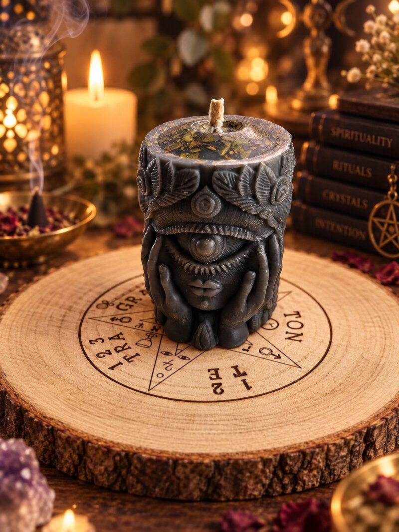 Rituel de la Porte de Fortune, bougie rituelle sculptée, La Clé De Salomon